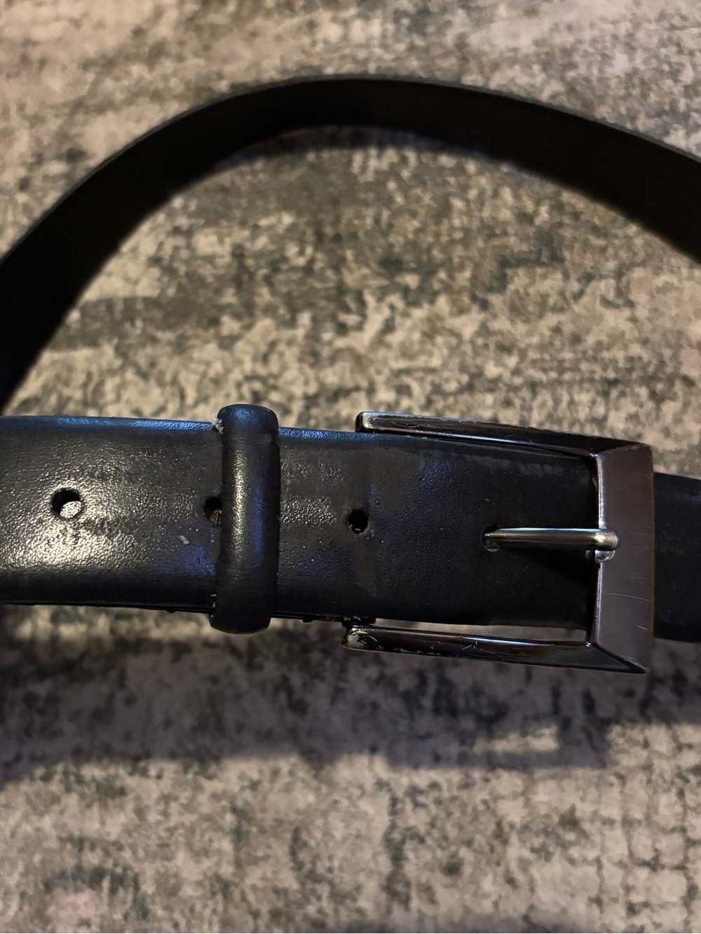 Men's Black full grain Italian Leather Belt with Polished Metal Buckle